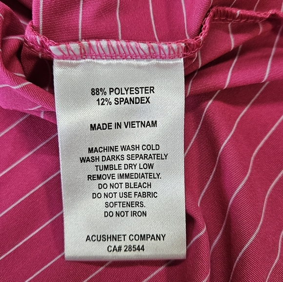 FootJoy Pink & White Stripe Performance Golf Polo Shirt Quick Dry L Foot Joy - Picture 6 of 6